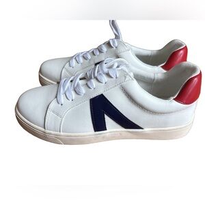 Mia White Faux Leather Sneakers‎ Red and Blue Accents Size 9 NWOT